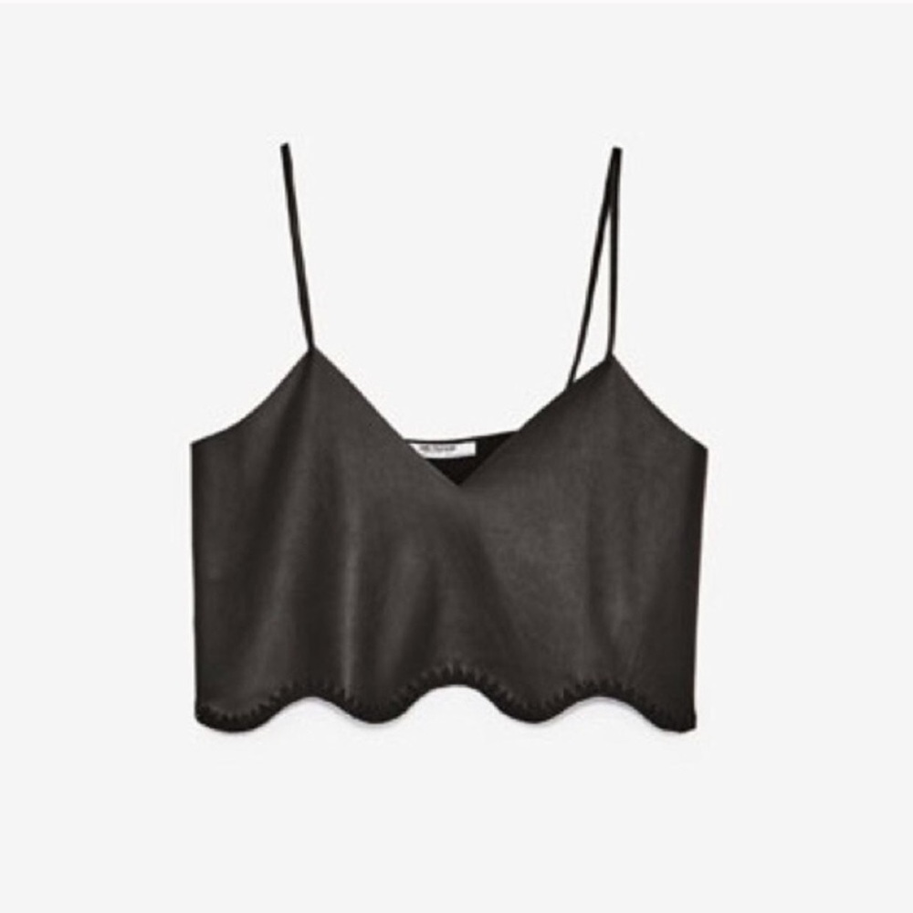 Zara Trafaluc Leather Wavy Crop Tank
